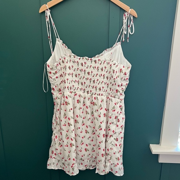 Abercrombie Cherry Adjustable Tank Top White Mini Dress Tie Strap Tank Sundress - Picture 3 of 11